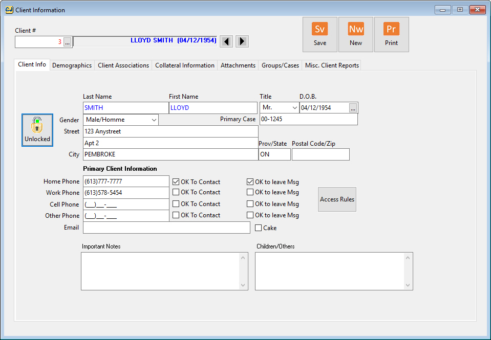 Counselling Software Screenshot