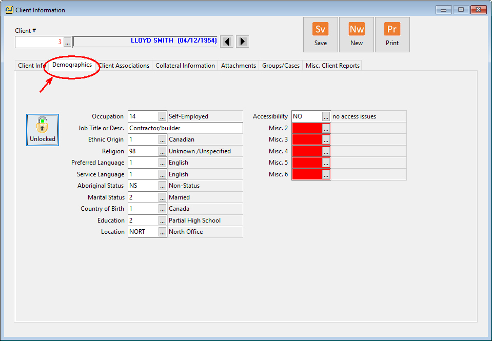 Counselling Software Screenshot